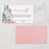 エレファントガールの赤ちゃんシャワーおむつラッフルカード エンクロージャーカード (正面/裏面)