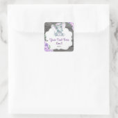 エレファントガールスクエアステッカーラベルパープル スクエアシール (バッグ)