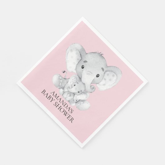 エレファントガールズベビーシャワー紙ナプキンス スタンダードランチョンナプキン (角)