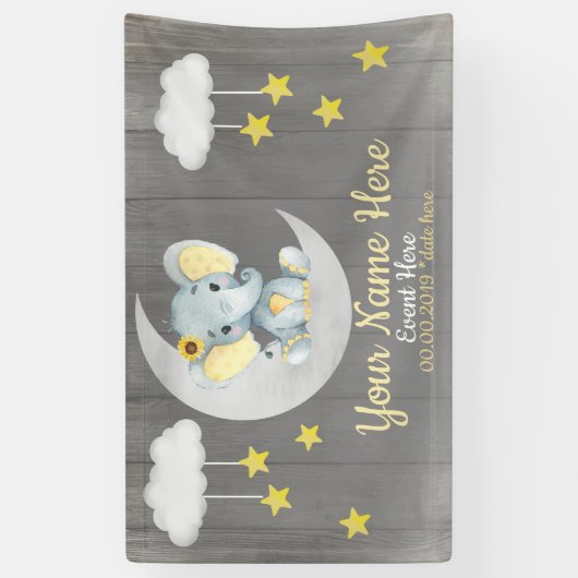 エレファントガールバナーサンフラワーベビースシャワー 横断幕 (縦)