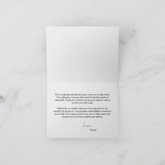 エレファントガールピンクの赤ちゃんシャワー サンキューカード (内部)