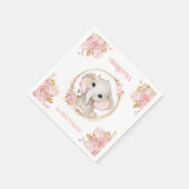 エレファントガールピンクフローラ1stバースデーナプキンス スタンダードカクテルナプキン (角)