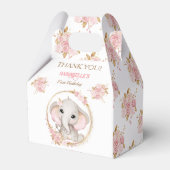 エレファントガールピンクホワイトフローラ1st Birthday フェイバーボックス (正面サイド)