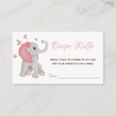 エレファントガールピンク赤ちゃんシャワーおむつラッフルカード エンクロージャーカード