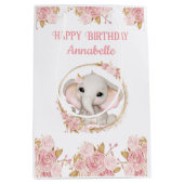 エレファントガールピンク1stバースデーミディアム抱き枕 ミディアムペーパーバッグ (正面)