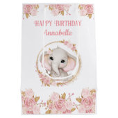 エレファントガールピンク1stバースデーミディアム抱き枕 ミディアムペーパーバッグ (裏面)