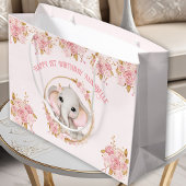 エレファントガールピンク1st誕生日ラージ抱き枕 ラージペーパーバッグ