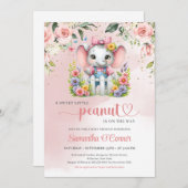 エレファントガールベビーシャワー招待状ピーナッツ 招待状 (正面/裏面)
