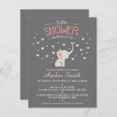 エレファントガールベビーシャワー招待状 インビテーションポストカード (正面/裏面)