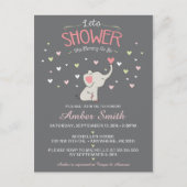 エレファントガールベビーシャワー招待状 インビテーションポストカード (正面)