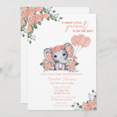 エレファントガールベビーシャワー 招待状 (正面/裏面)