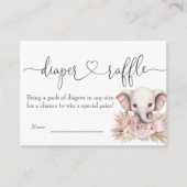 エレファントガールボホベイビーシャワーおむつラッフル エンクロージャーカード (正面)