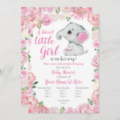 エレファントガール招待状、バラ素朴、ピンク 招待状 (正面/裏面)