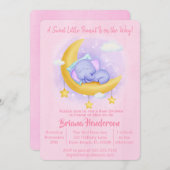 エレファントガール甘い小さなピーナッツ赤ちゃんシャワー 招待状 (正面/裏面)