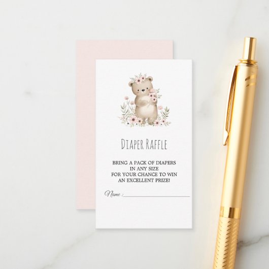 エレファントガール赤ちゃんシャワーおむつラッフルカード エンクロージャーカード (正面/裏面インサイチュ)