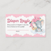 エレファントガール赤ちゃんシャワーおむつラッフルチケット エンクロージャーカード (正面)