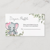 エレファントガール赤ちゃんシャワーおむつラッフル エンクロージャーカード (正面)