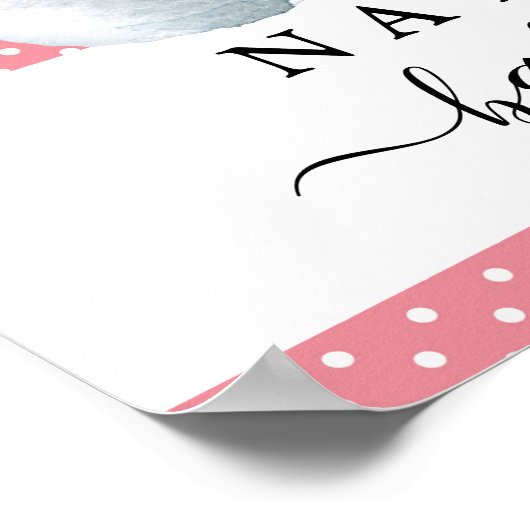 エレファントガール赤ちゃんシャワーピンク歓迎サインのポスター ポスター (角)