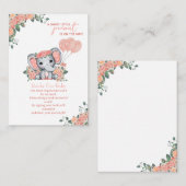 エレファントガール赤ちゃんシャワー、ベビー用の本 エンクロージャーカード (正面/裏面)