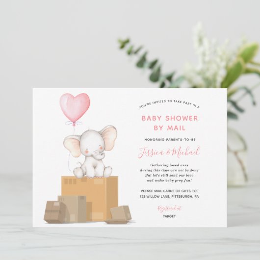 エレファントガール赤ちゃんシャワーbyメールの招待状 招待状 (スタンド正面)