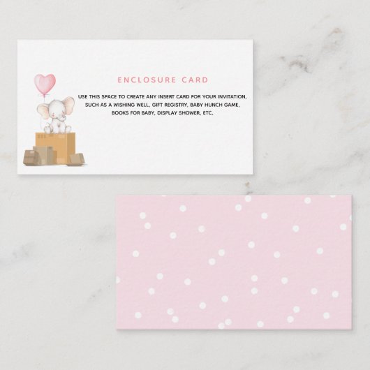 エレファントガール赤ちゃんシャワーbyメール囲いカード エンクロージャーカード (正面/裏面)