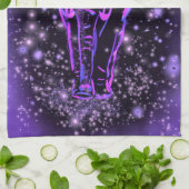 エレファントキッチンタオルパープルピンク星空の夜 キッチンタオル (折り畳み)