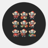 エレファントクリスマスおもしろいエレファントラバーパジャマメンズ ラウンドシール (正面)