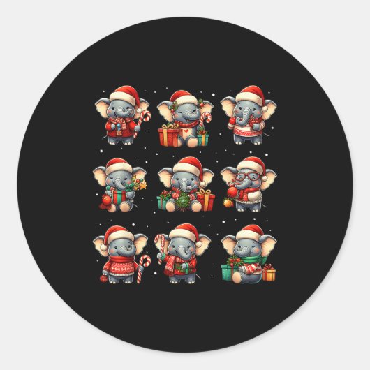 エレファントクリスマスおもしろいエレファントラバーパジャマメンズ ラウンドシール (正面)