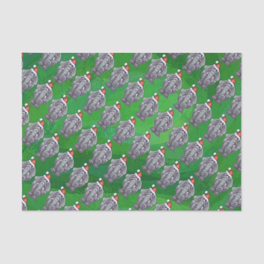 エレファントクリスマスオングリーン 薄葉紙 (正面)
