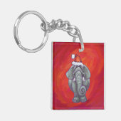 エレファントクリスマスオンレッド キーホルダー (正面左)