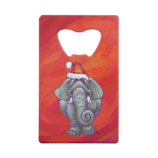 エレファントクリスマスオンレッド クレジットカード栓抜き (正面)