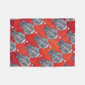 エレファントクリスマスオンレッド フリースブランケット (正面(横))
