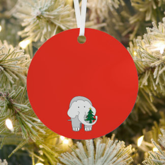 エレファントクリスマスカスタムオーナメント メタルオーナメント