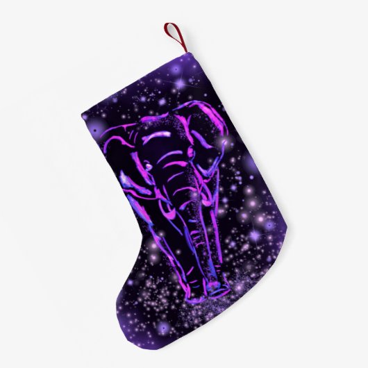 エレファントクリスマスストッキングパープルピンクナイト スモールクリスマスストッキング (裏面 (吊り時))