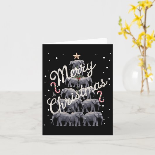 エレファントクリスマスツリーエレファントクリスマスツリー結婚C カード (黄色い花)