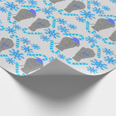 エレファントクリスマスブルーラッピング紙 ラッピングペーパー (角)