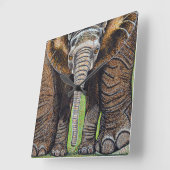 エレファントクロック – ママと私 スクエア壁時計 (傾斜)