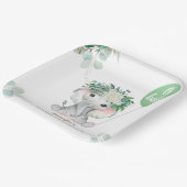 エレファントグリーンバルーン男女兼用ベビーシャワー ペーパープレート (傾斜あり)