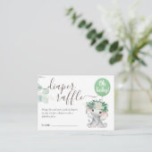 エレファントグリーンバルーン赤ちゃんシャワーおむつラッフル エンクロージャーカード (スタンド正面)