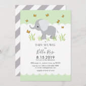エレファントグレイストライプズ赤ちゃんシャワー招待状 招待状 (正面/裏面)