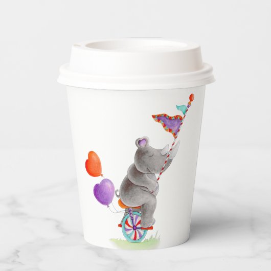 エレファントグレーアートベイビーシャワーサーカスカスタム 紙コップ (裏面)