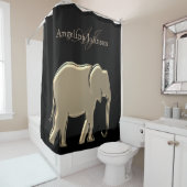 エレファントゴールデンブラックモノグラムエレガントラグジュアリー シャワーカーテン (インサイチュ)