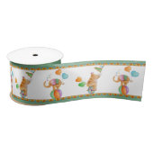 エレファントサイのサーカスの茶色のアートの赤ちゃんシャワー サテンリボン (リール)