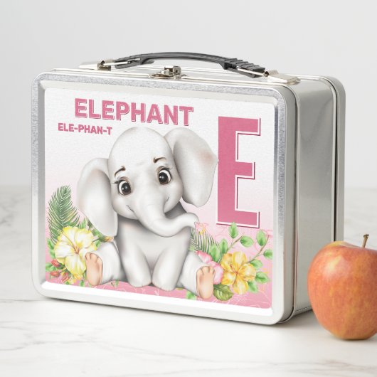 エレファントサファリアルファベットキッズ メタルランチボックス (インサイチュ)