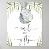 エレファントサファリカードとギフト赤ちゃんシャワーのサイン ポスター (正面)