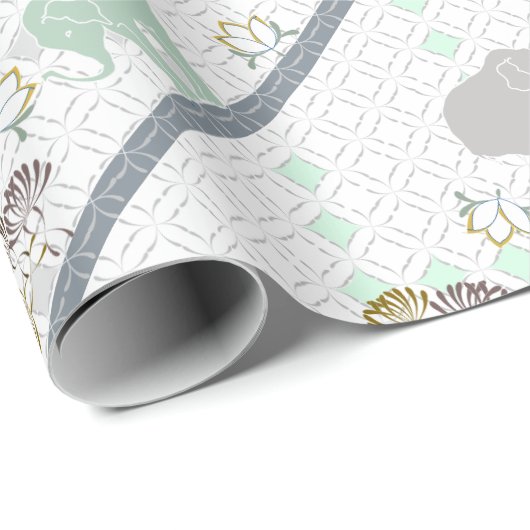 エレファントサファリグリーン |赤ちゃんシャワー ラッピングペーパー (ロールコーナー)