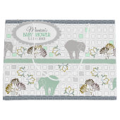 エレファントサファリグリーン |赤ちゃんシャワー ラージペーパーバッグ (正面)