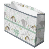 エレファントサファリグリーン |赤ちゃんシャワー ラージペーパーバッグ (裏面アングル)