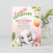エレファントサファリトロピカルジャングルバースデーパーティー 招待状 (スタンド正面)