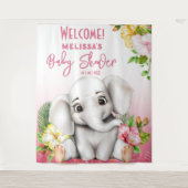 エレファントサファリトロピカルジャングルベビーシャワー タペストリー (正面)